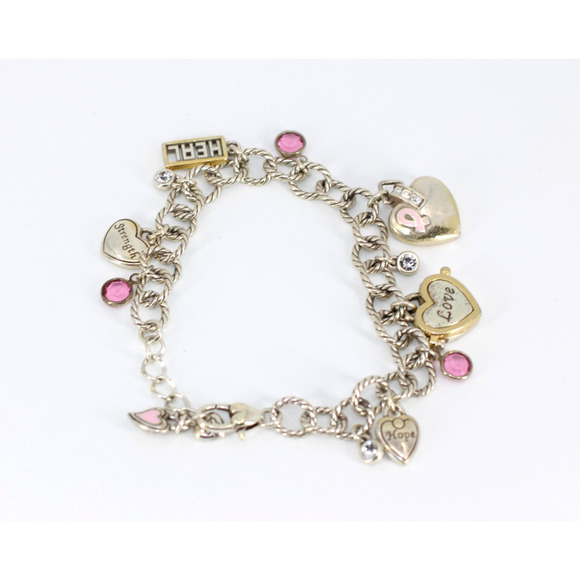 A5 Auth BRIGHTON Power of Pink 2020 Love Heal Hope Breast Cancer Charm Bracelet - Picture 3 of 4